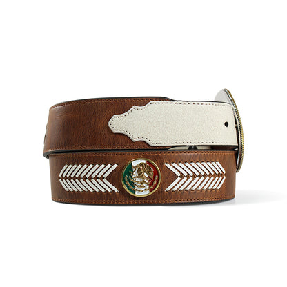 Ariat Mexico Flag Buckle Brown Leather Belt