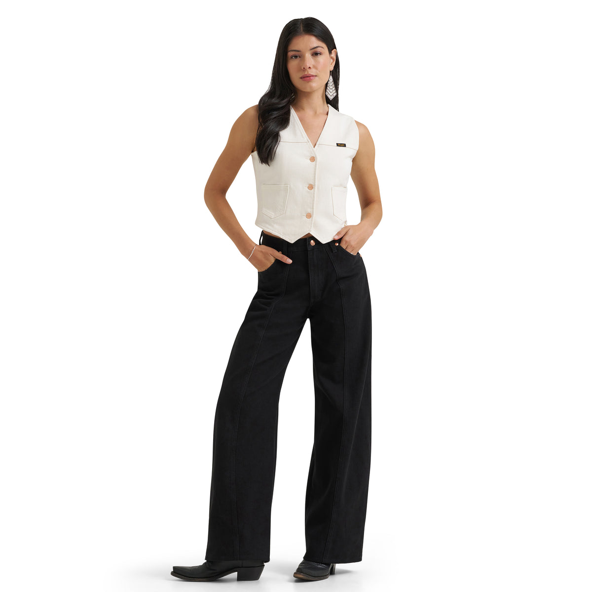 Wrangler X Lainey Wilson Women's Iconic Denim Vest - White