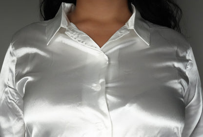 Ijoah Women's Front Button Down Long Sleeve Top - White