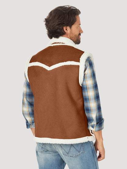 Wrangler Men's Sherpa Lined Contrast Brown Vest