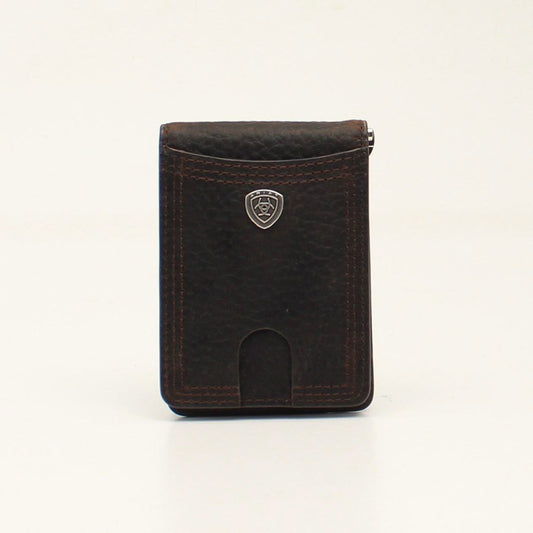 Ariat Brown Small Logo Money Clip Card Case