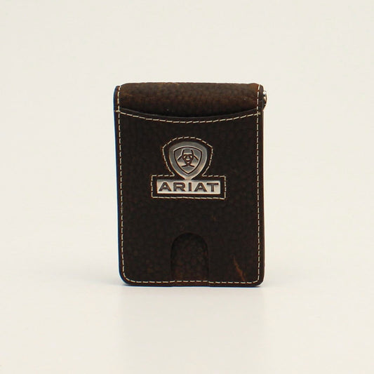 Ariat Brown Logo Money Clip Card Case