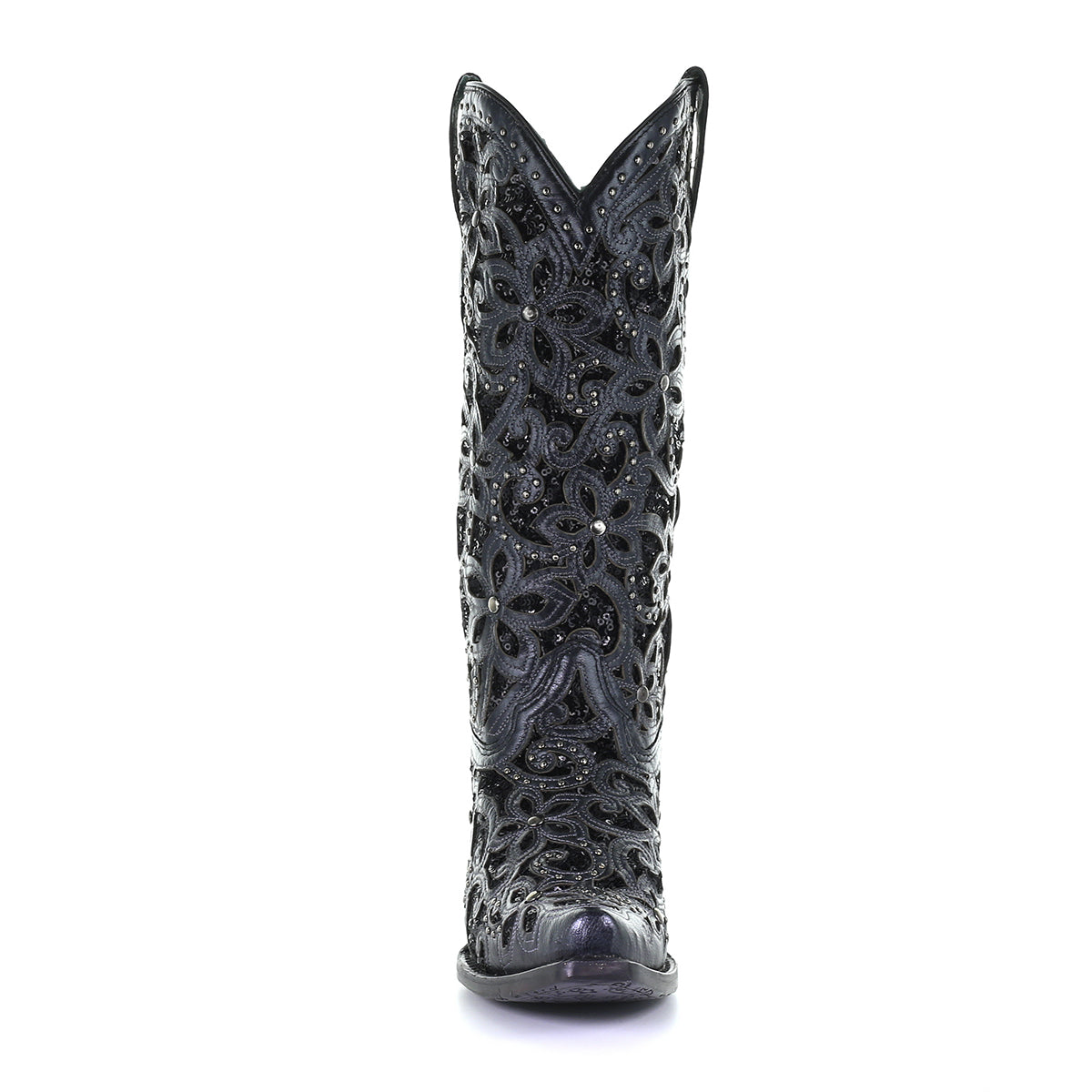 Corral Women’s Black Laser Inlay Sequins & Studs Snip Toe Boot