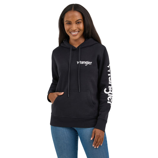 Wrangler Retro Women's Logo Arm Pullover Hoodie - Black