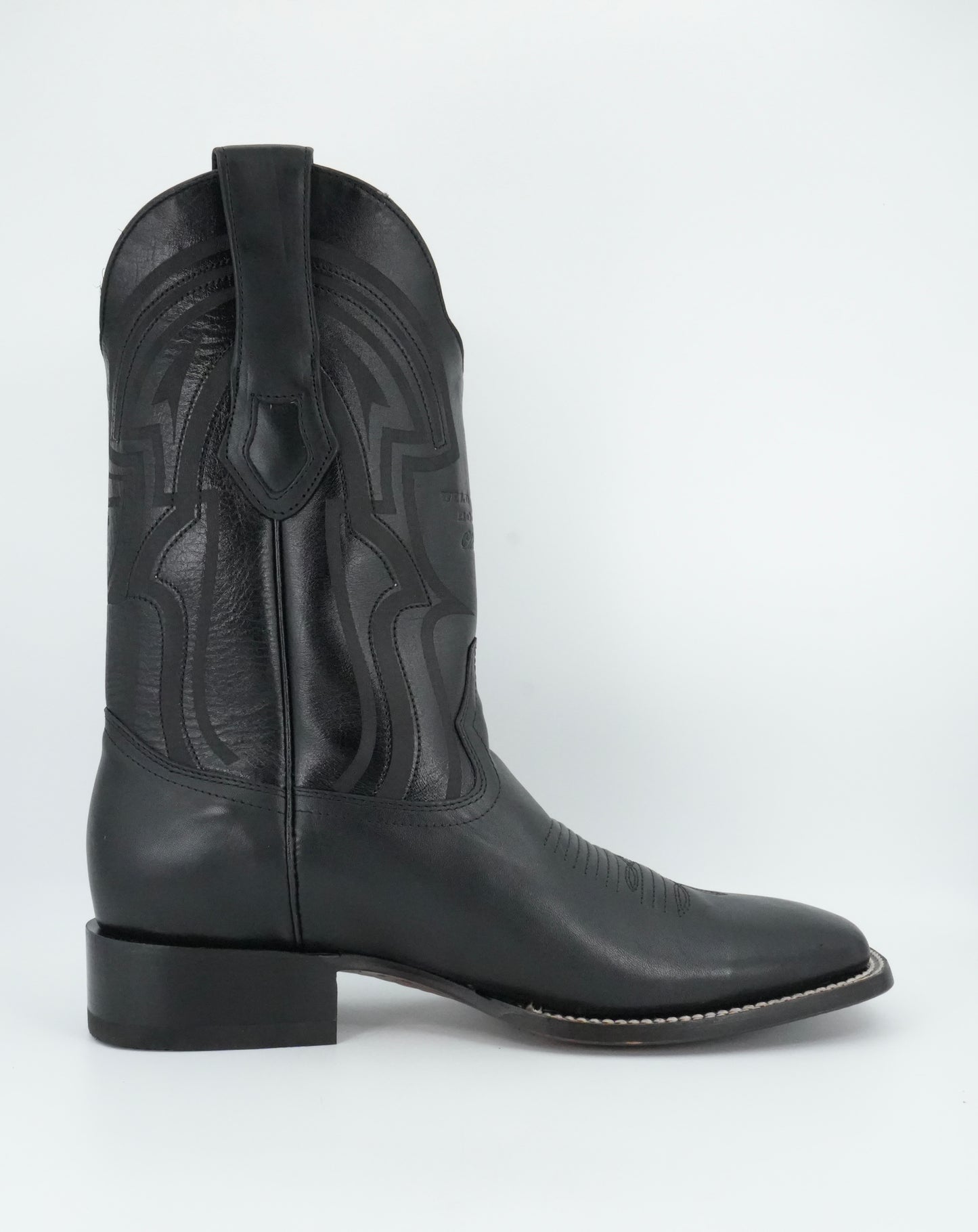 Wild West Men's Belmont Laser Black Wide Square Toe Boot