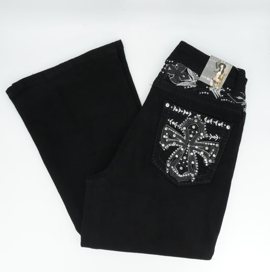 Miranda Top Moda Black Bling Cross Pocket Bootcut Jean