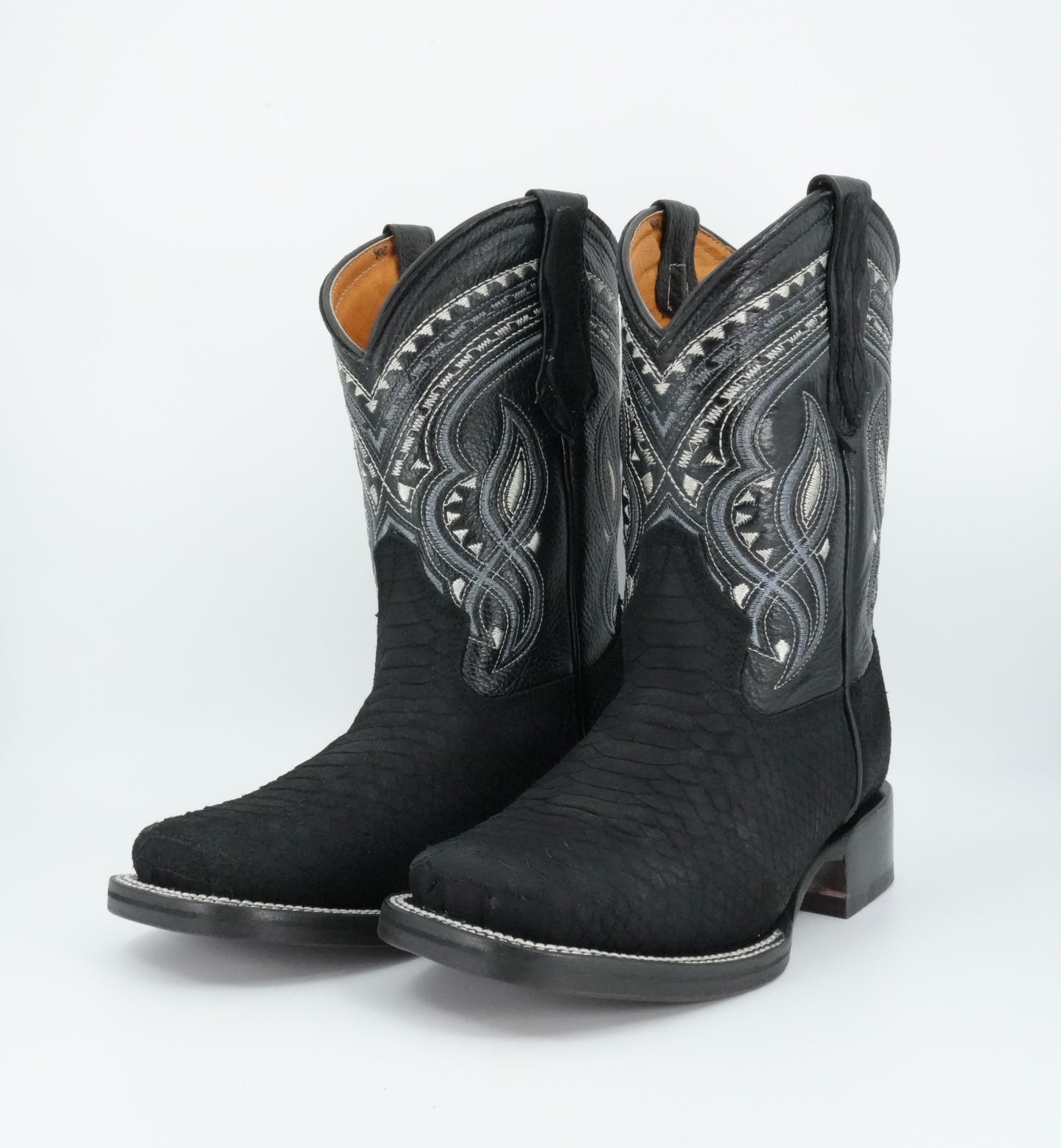 La Sierra Men's Black Python Print Square Toe Boot