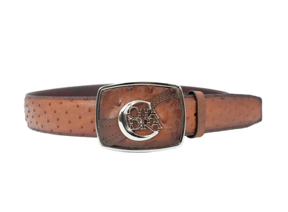 Cuadra Men's Western Ostrich Leather Belt - Moroni Chestnut