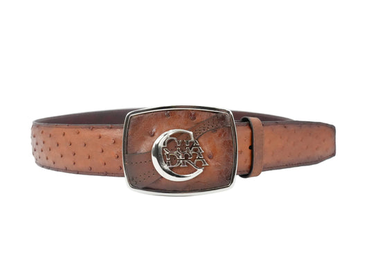 Cuadra Men's Western Ostrich Leather Belt - Moroni Chestnut