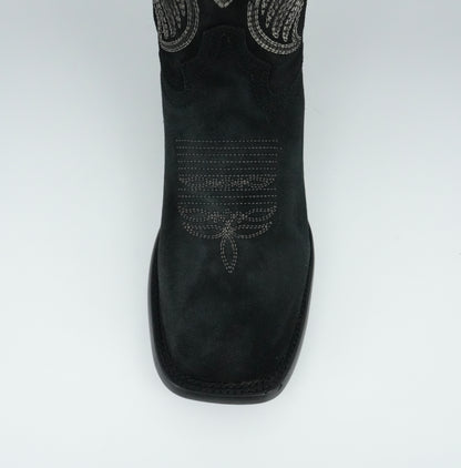 Circle G Men’s Embroidery Nobuck Black Wide Square Toe Boot