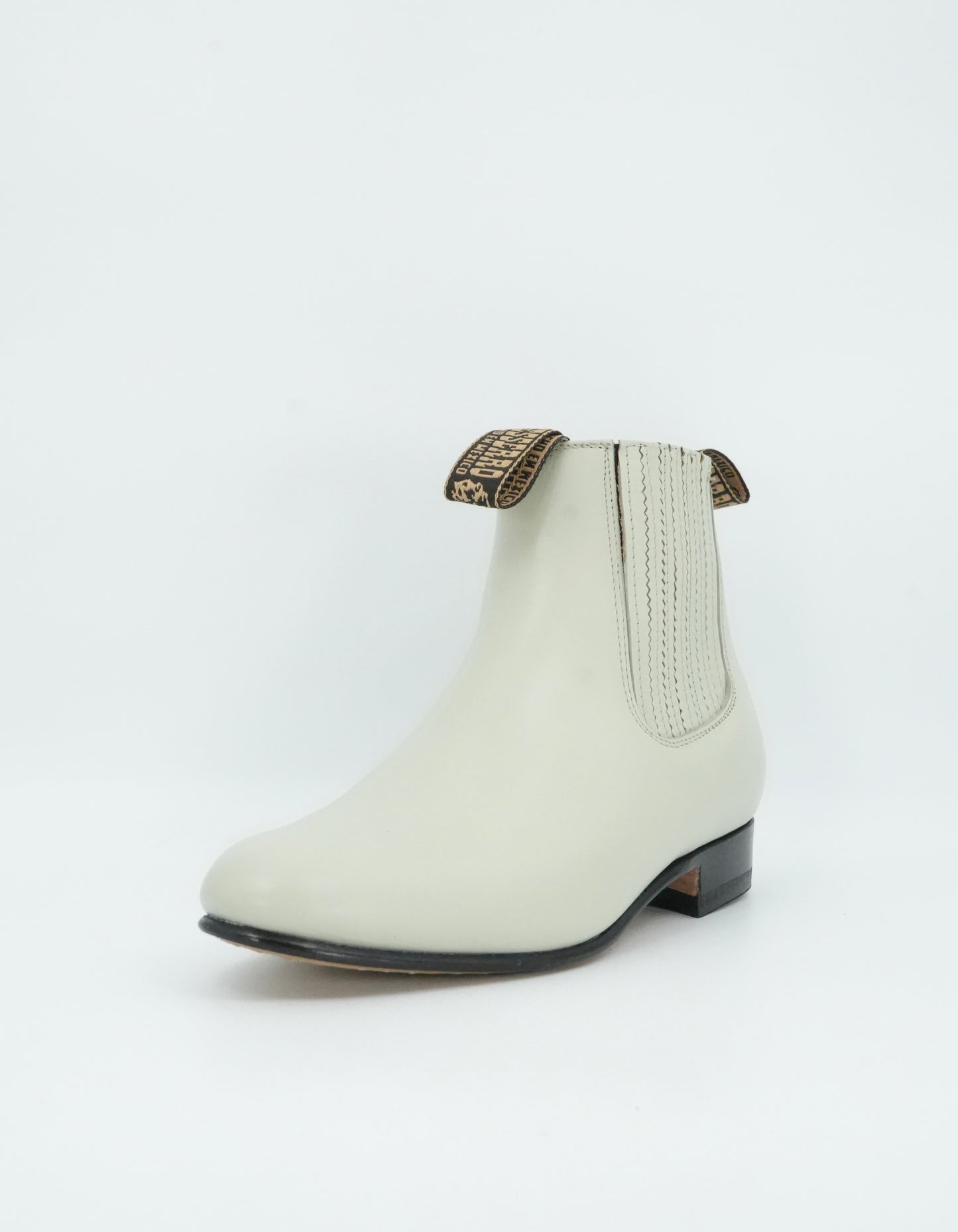 Besserro Kid's Leather Charro Short Boot - Bone