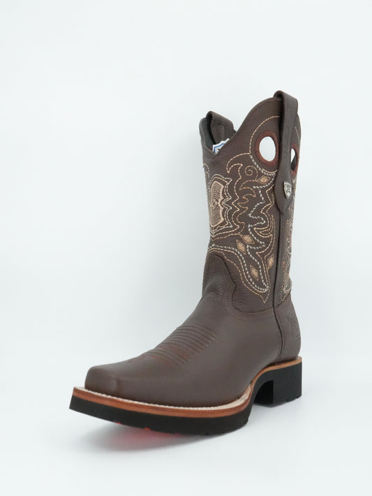 Wild West Men’s Grisly Brown Leather Square Toe EVA Sole Boot