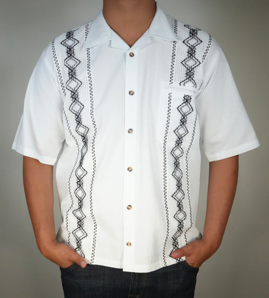 Men's Guayabera Short Sleeve White Cotton