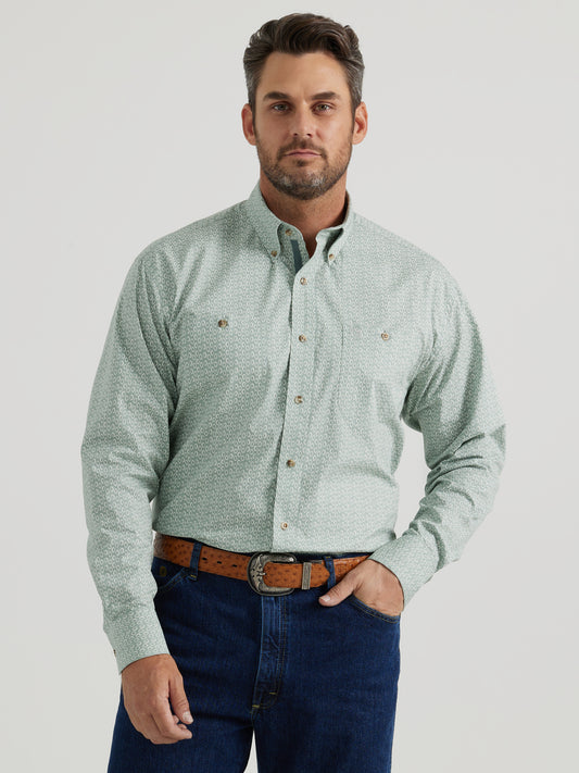 Wrangler Men's George Strait Grey Smoke Long Sleeve Button Down Shirt