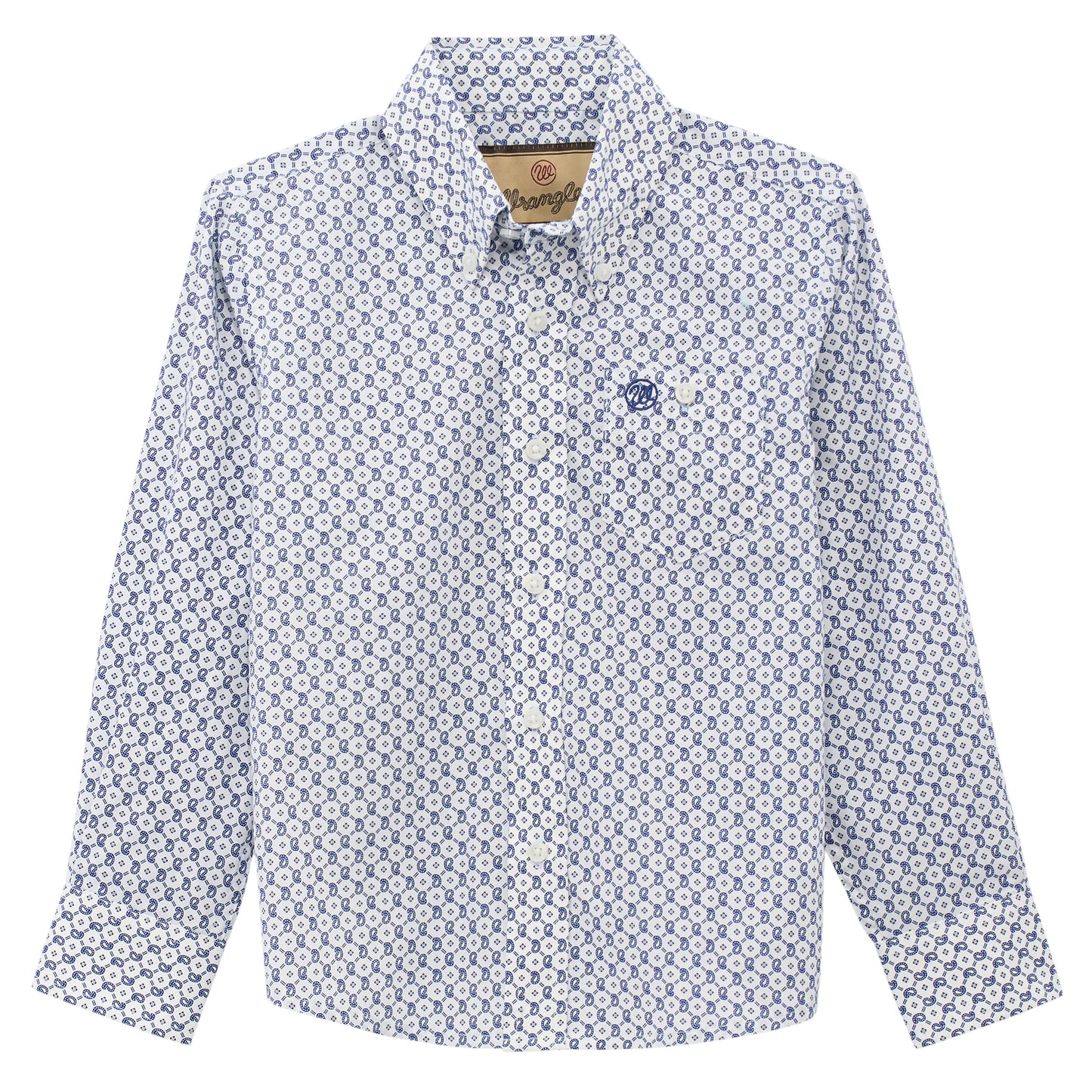 Wrangler Boy's Classic Button Down Long Sleeve Print Shirt - Circle Geo