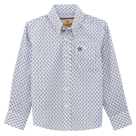 Wrangler Boy's Classic Button Down Long Sleeve Print Shirt - Circle Geo