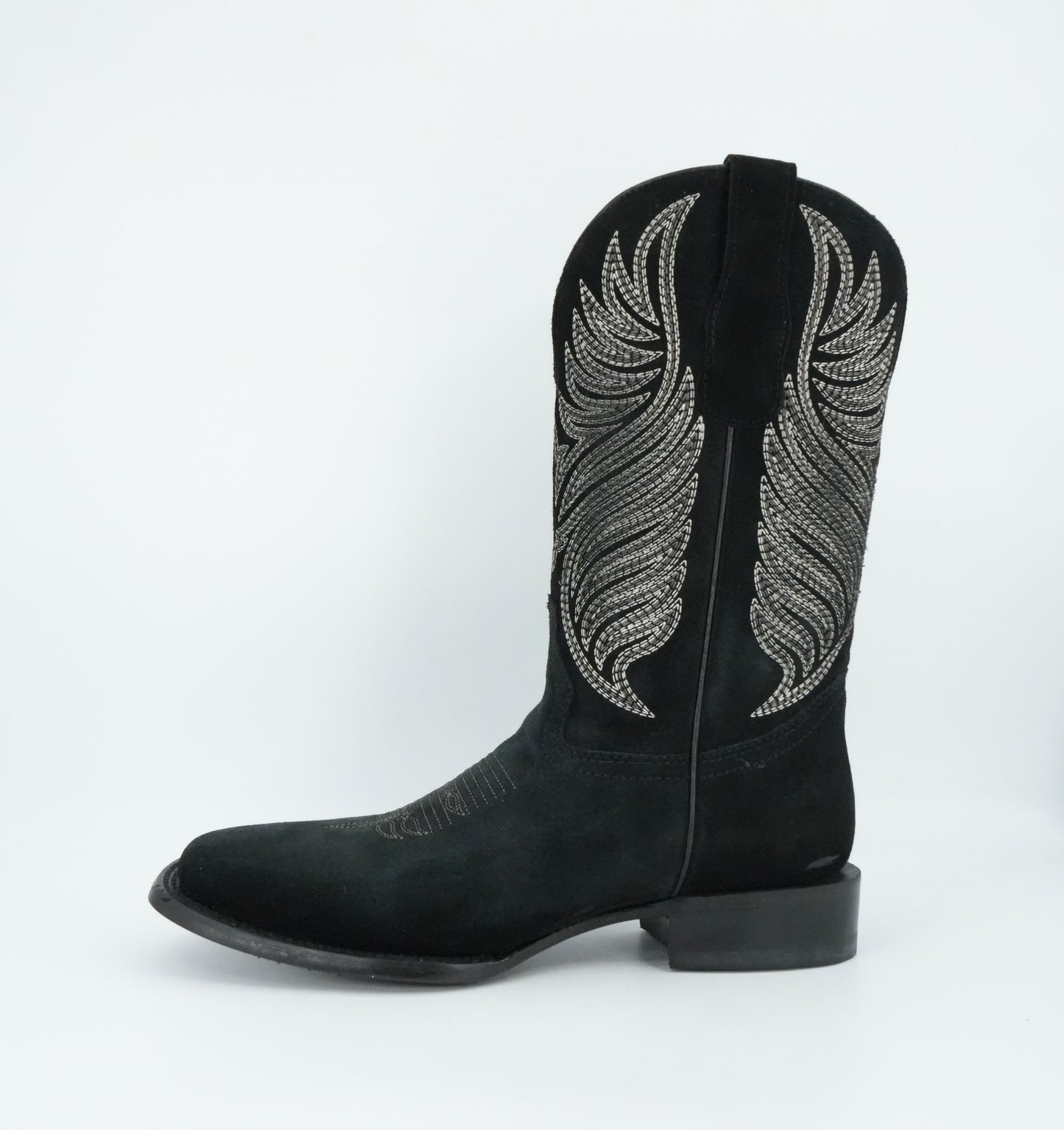 Circle G Men’s Embroidery Nobuck Black Wide Square Toe Boot