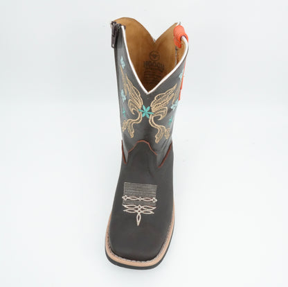 Hooch Girl's Dark Brown Gold Stitched Boot