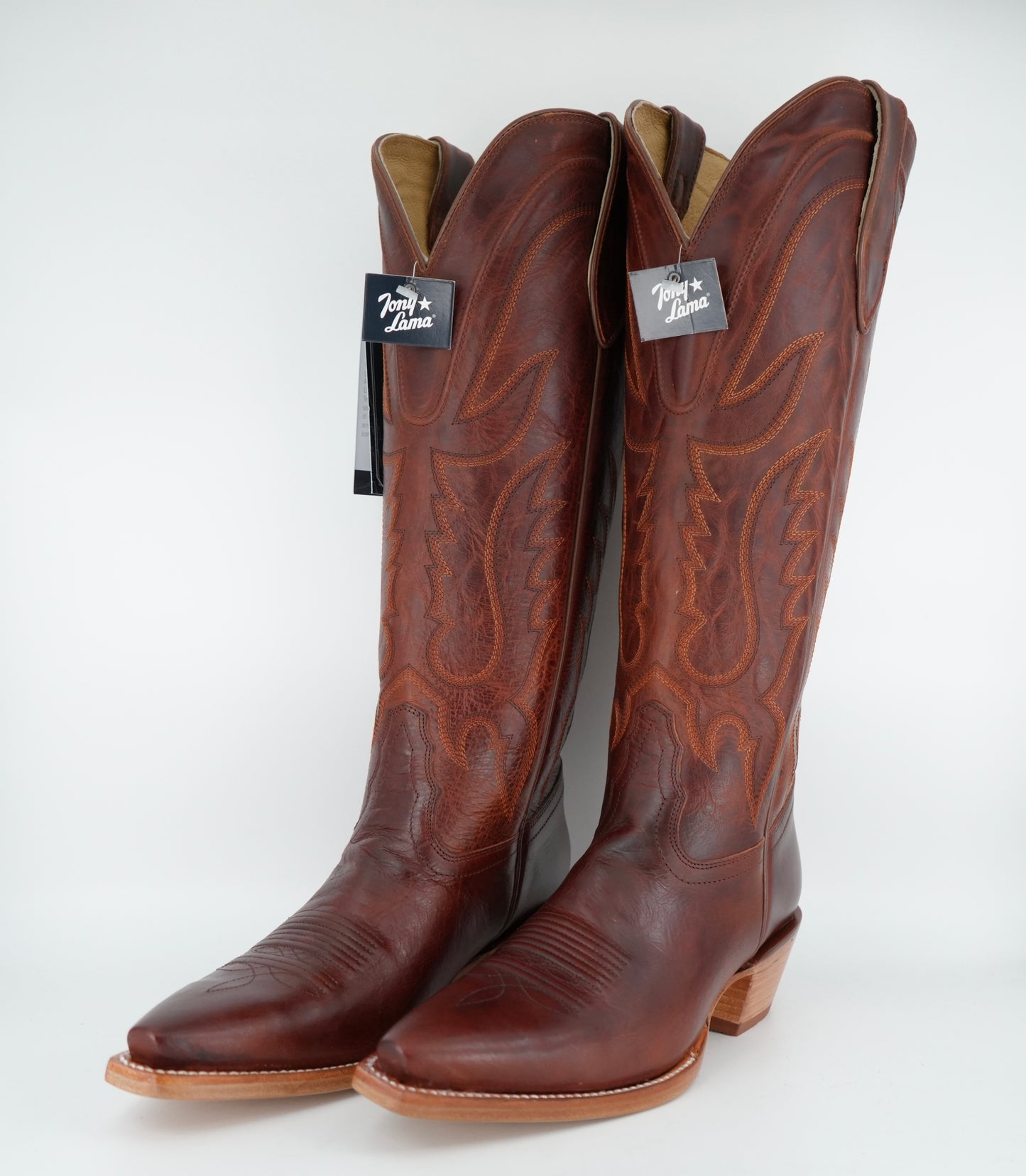 Tony Lama Women's Jess Tall Western Snip Toe Boot Cognac