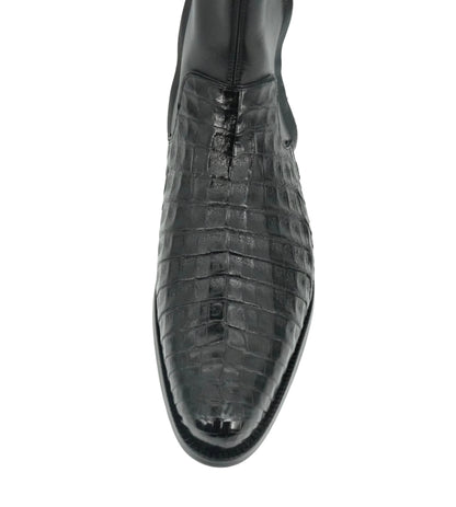 Cuadra Men's Genuine Caiman Belly Leather Short Boot - Black