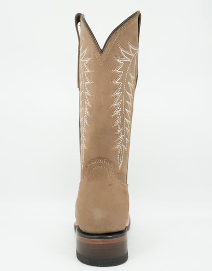 Vaquero Signature Women’s Camel Nobuck Wide Square Toe Boot.