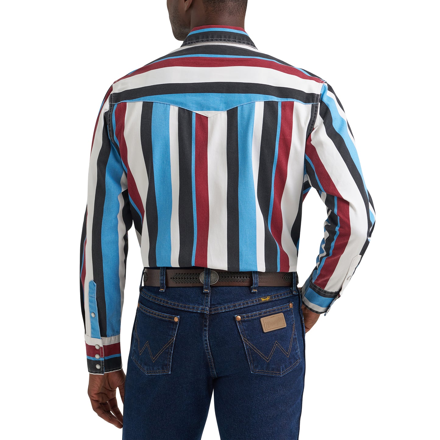 Wrangler Vintage Brushpopper Long Sleeve Western Snap Shirt - Blue