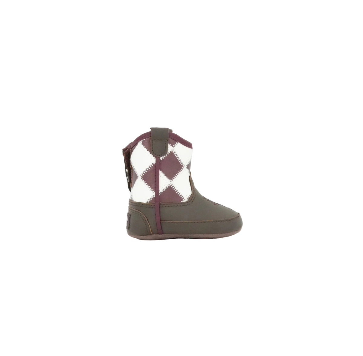 Twister Infant Braxton Checkered Chocolate Boot - Burgundy/White