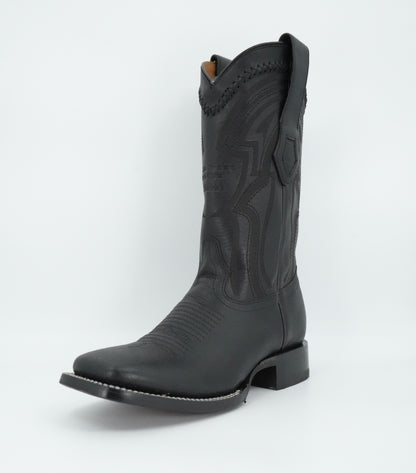 Wild West Men's Grisly Laser Black Wide Square Toe Boot