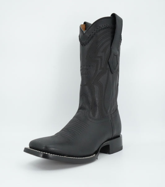 Wild West Men's Grisly Laser Black Wide Square Toe Boot