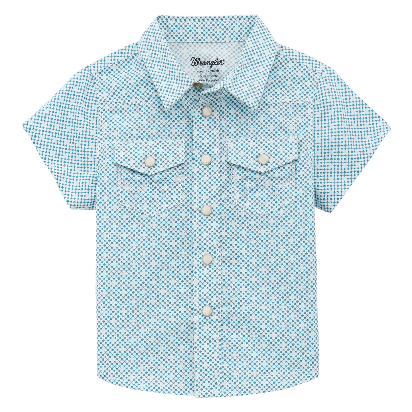 Wrangler Infant Slim Fit Short Sleeve Button Down Shirt - Teal Geo