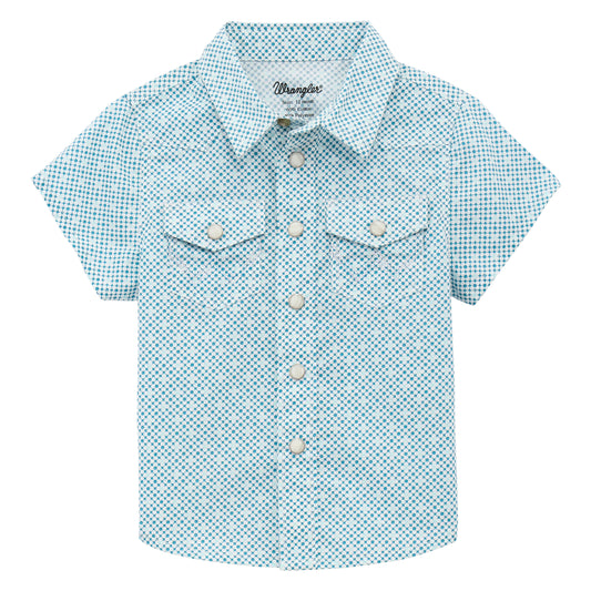 Wrangler Infant Slim Fit Short Sleeve Button Down Shirt - Teal Geo