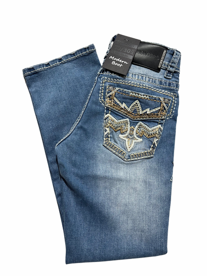 Montero Denim Ace Stitched Pocket Light Blue Modern Boot Jean
