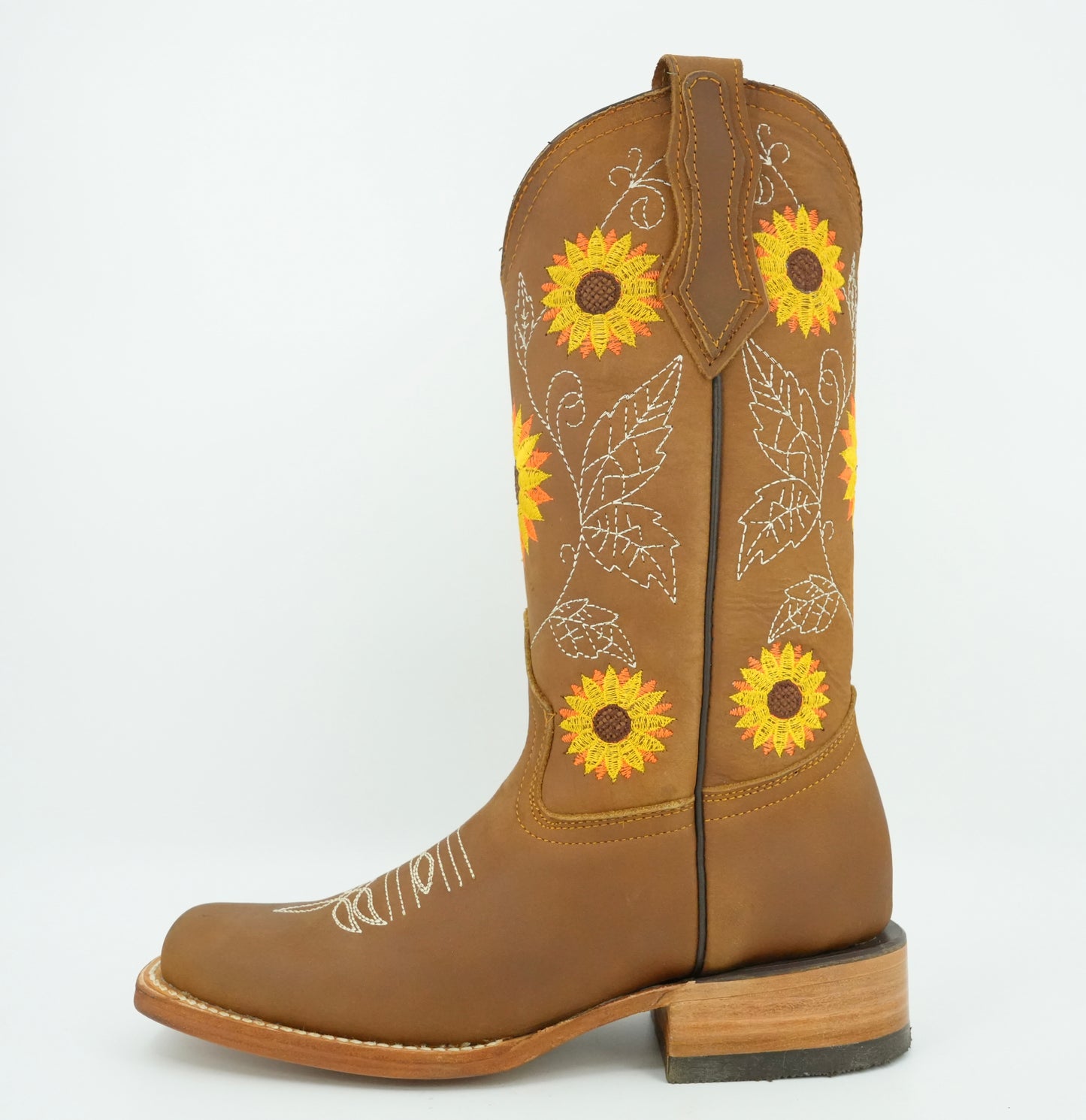 La Sierra Women's Tang Embroidered Sunflowers Square Toe Boot