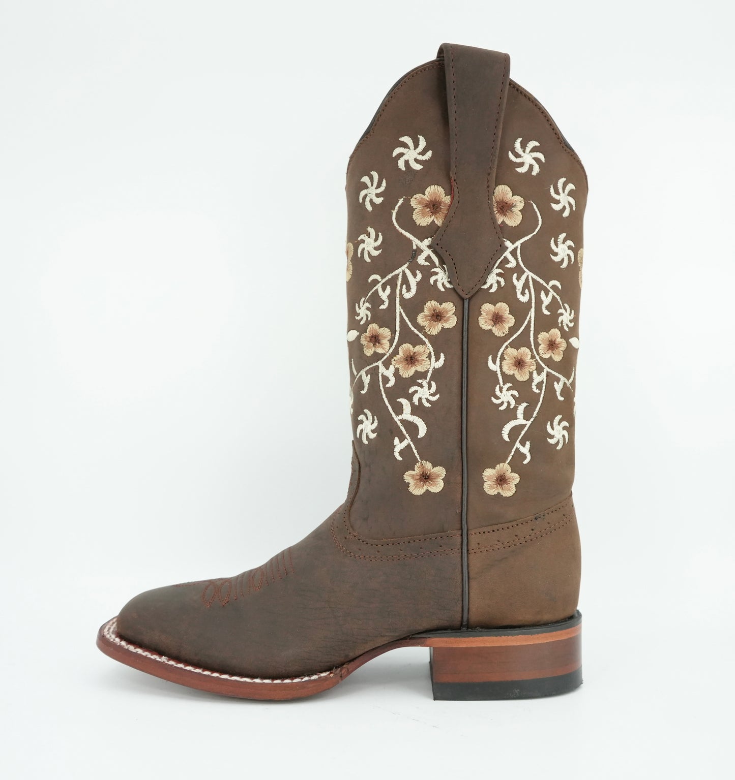 Los Altos Women's Crazy Brown Floral Wide Square Toe Boot