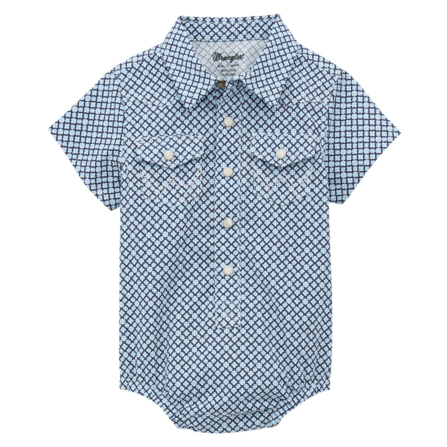 Wrangler Infant Short Sleeve Snap Button Down Shirt - Blue