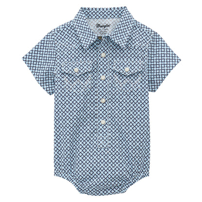 Wrangler Infant Short Sleeve Snap Button Down Shirt - Blue