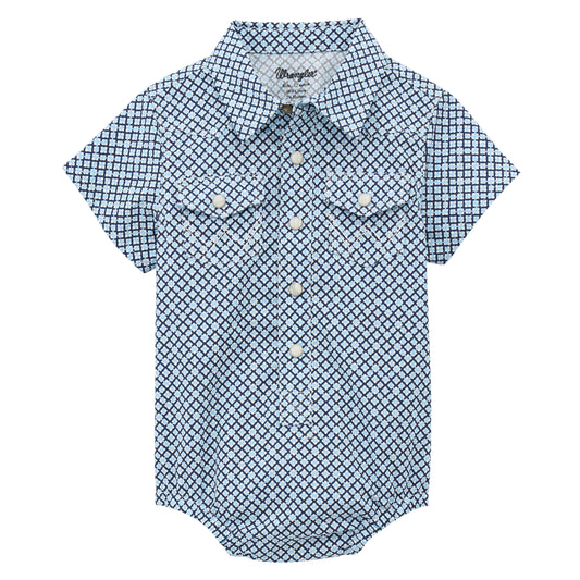 Wrangler Infant Short Sleeve Snap Button Down Shirt - Blue