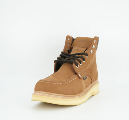 Establo Men's Nobuck Moc Toe Lace Up Work Boot - Honey
