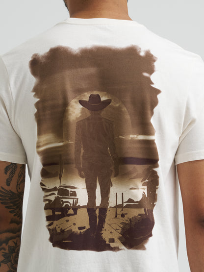 Wrangler Men's Sunset Cowboy Back Graphic T-Shirt - Marshmallow