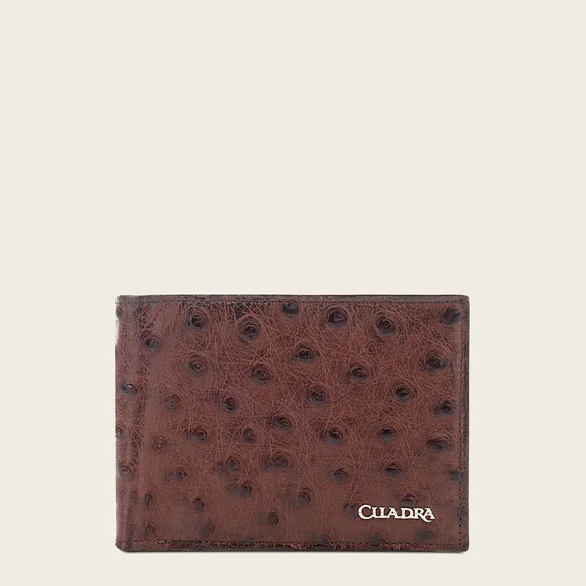 Cuadra Men's Brown Genuine Ostrich Leather Bifold Wallet