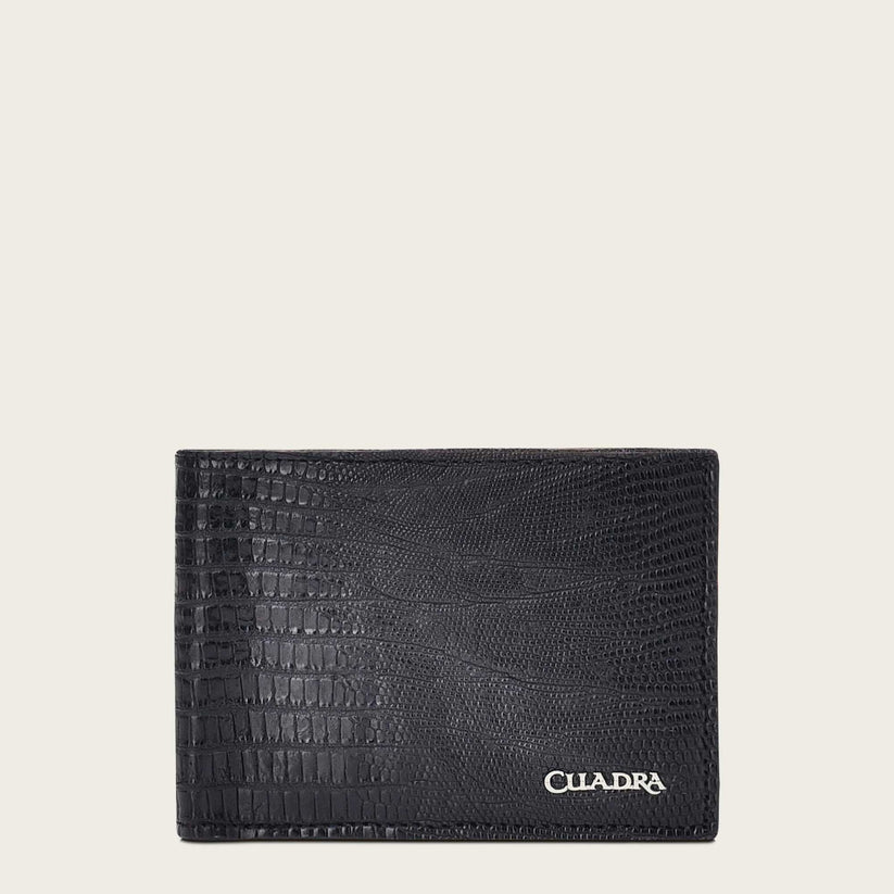 Cuadra Men's Black Genuine Lizard Leather Bifold Wallet