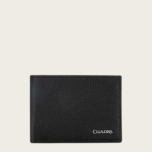 Cuadra Men's Black Genuine Deer Leather Bifold Wallet