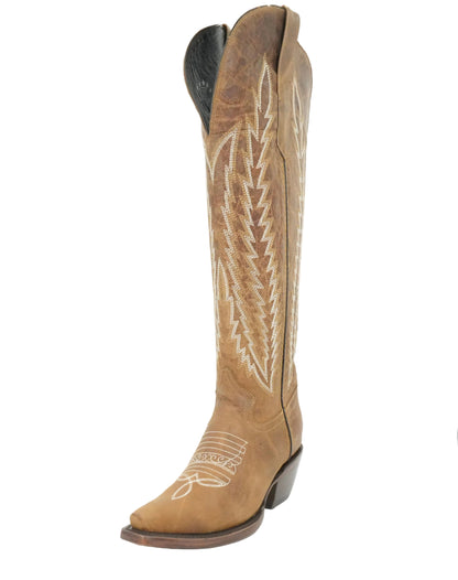Rock'em Women's Gia Tall Wide Calf Snip Toe Boot - Camel