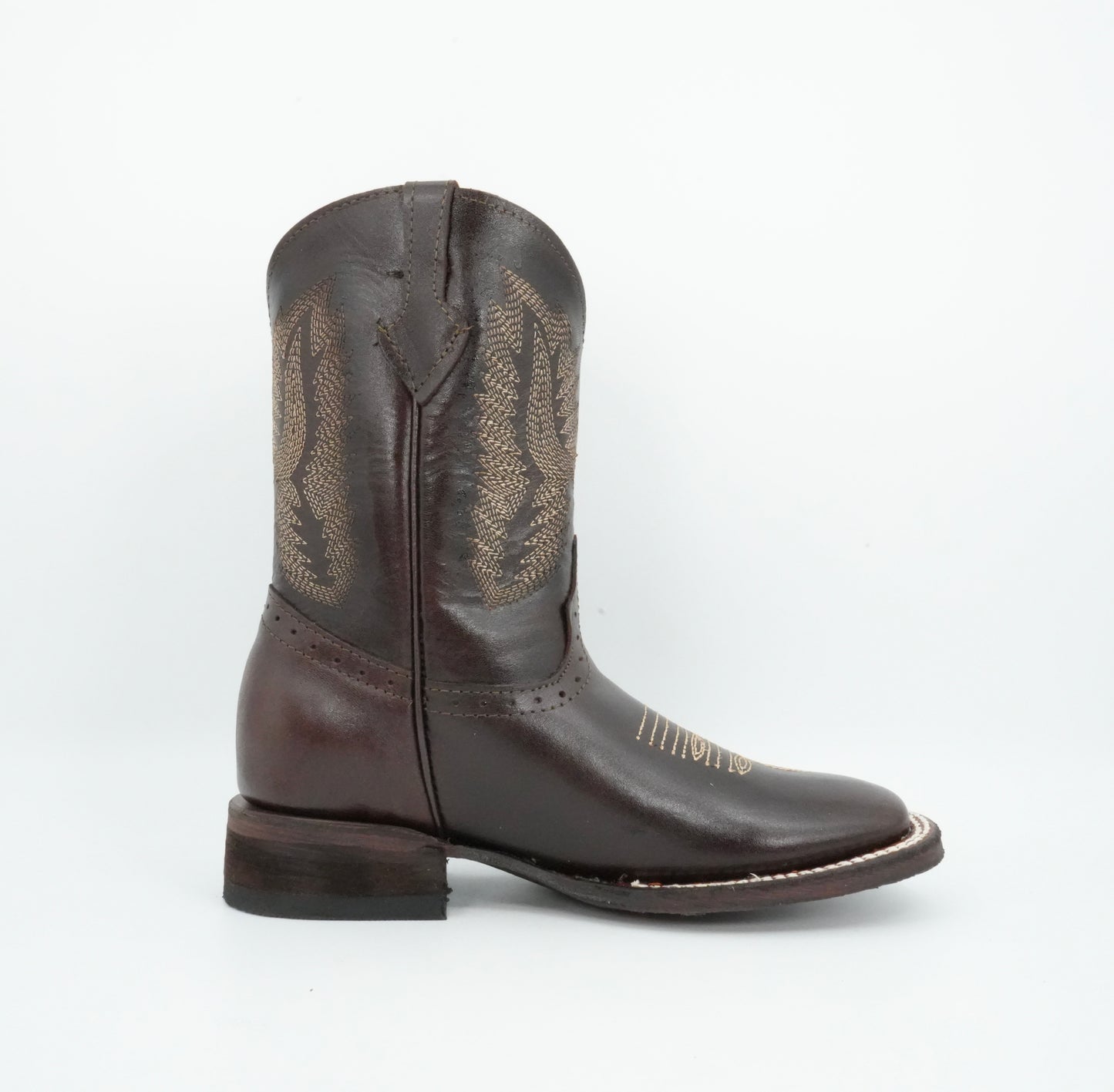 Quincy Kid's Leather Chocolate Square Toe Boot