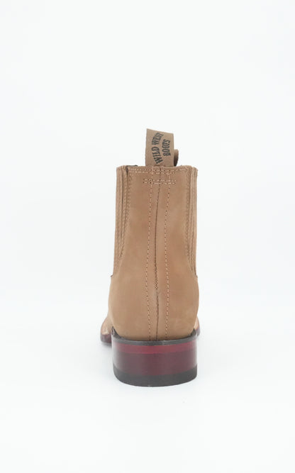 Wild West Men's Short Boot Wide Toe Nubuck - Taupe