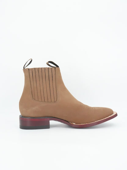 Wild West Men's Short Boot Wide Toe Nubuck - Taupe