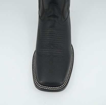 Wild West Men's Grisly Laser Black Wide Square Toe Boot