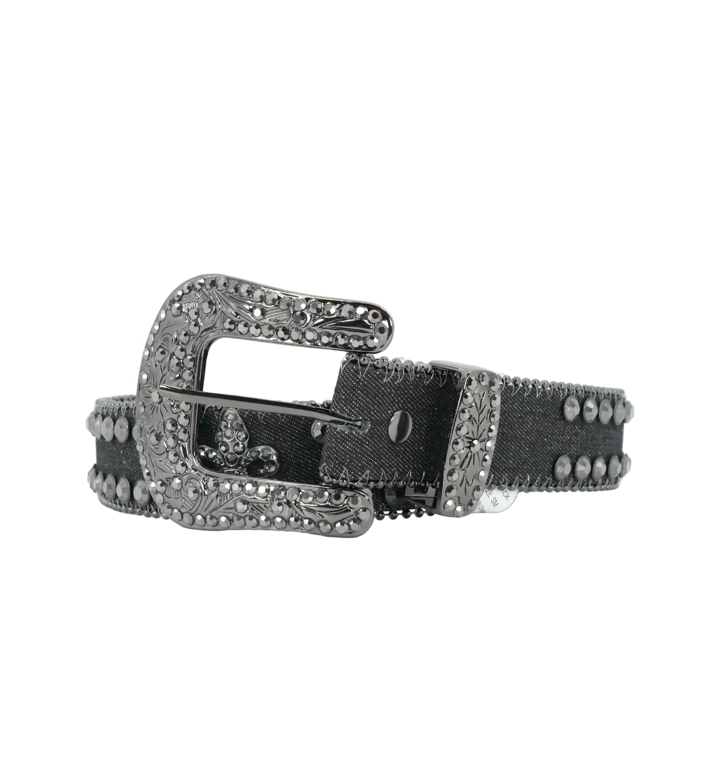 Nomad Women's Denim Rhinestone Beaded Belt - Black