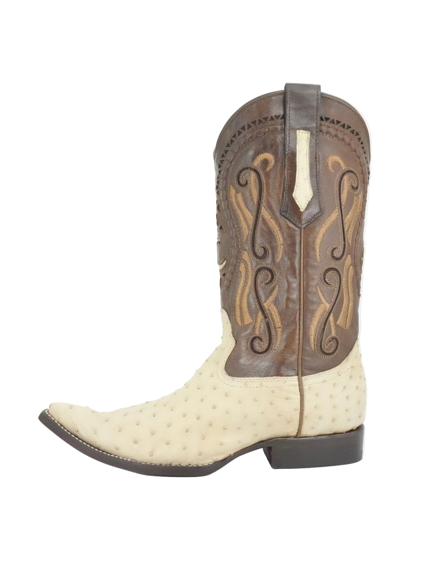 Cuadra Men's Genuine Ostrich Snip Toe Boot - Bone White