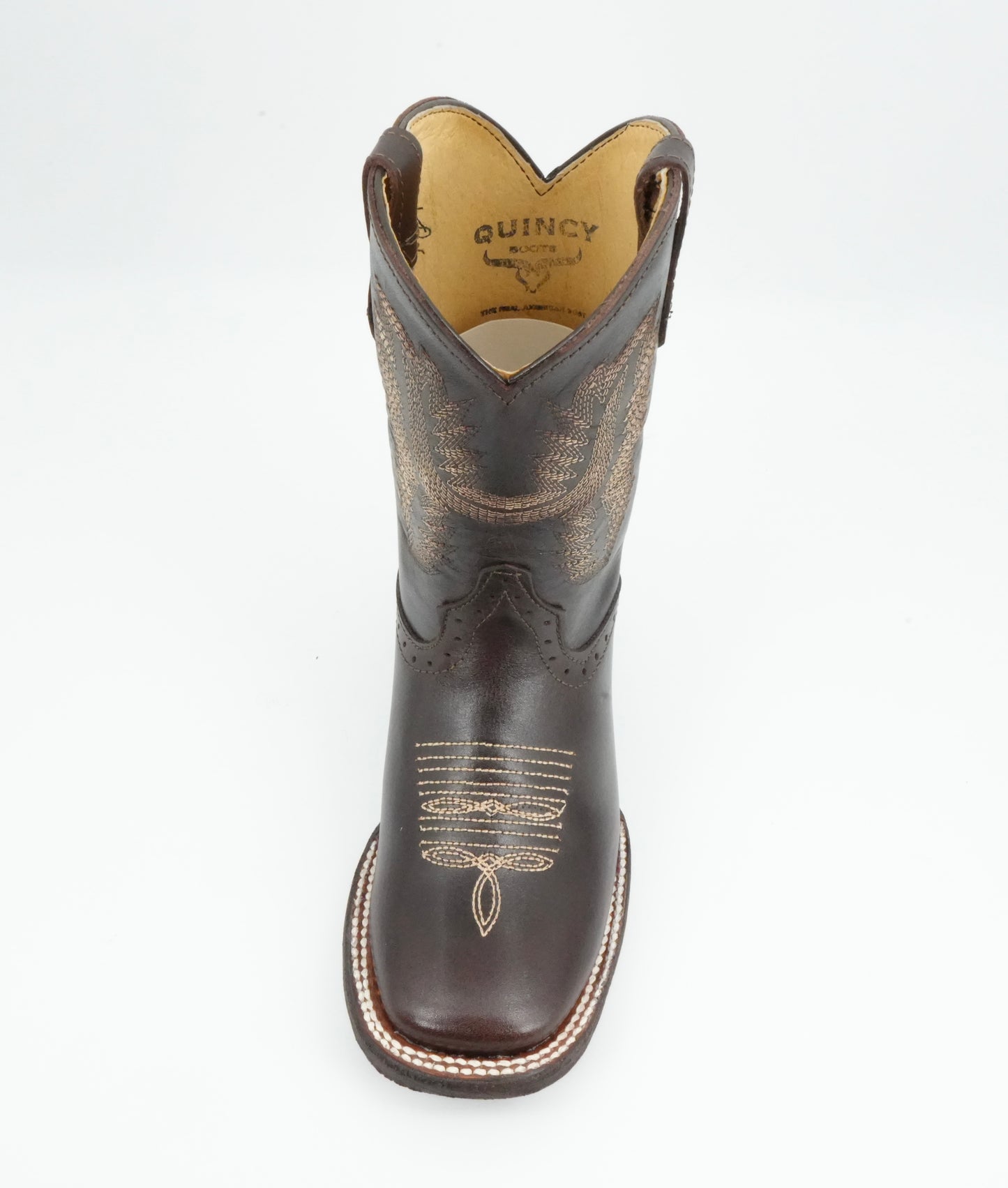 Quincy Kid's Leather Chocolate Square Toe Boot